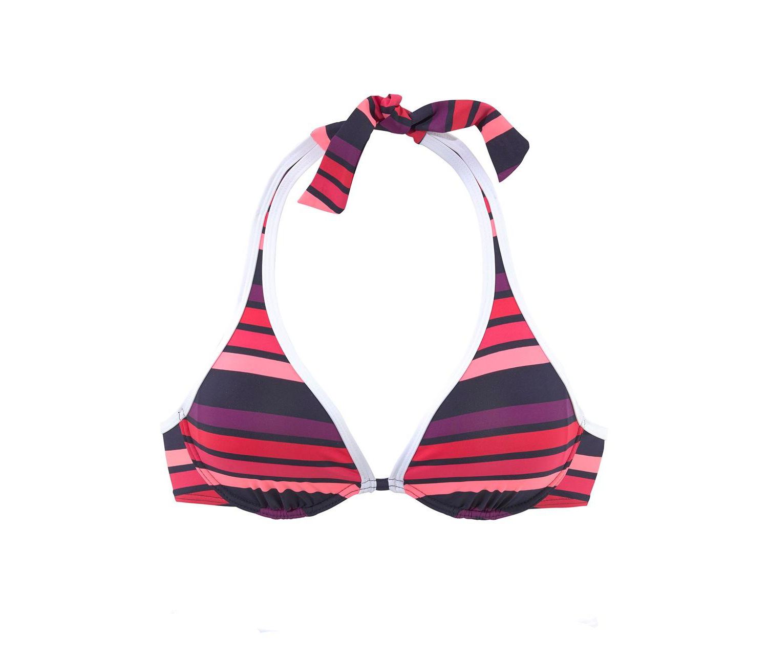 Women's Striped Removable Pads Halter-Neck Underwire Bikini Top