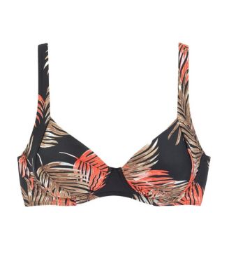 Women's Palm Print Underwire Bikini Swimsuit Top Bra Sizing