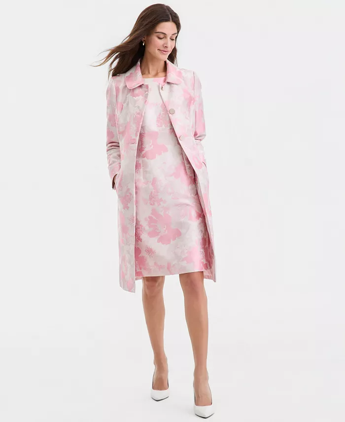 Women's Floral Jacquard Empire-Seam Dress, Regular & Petite - thumbnail 2