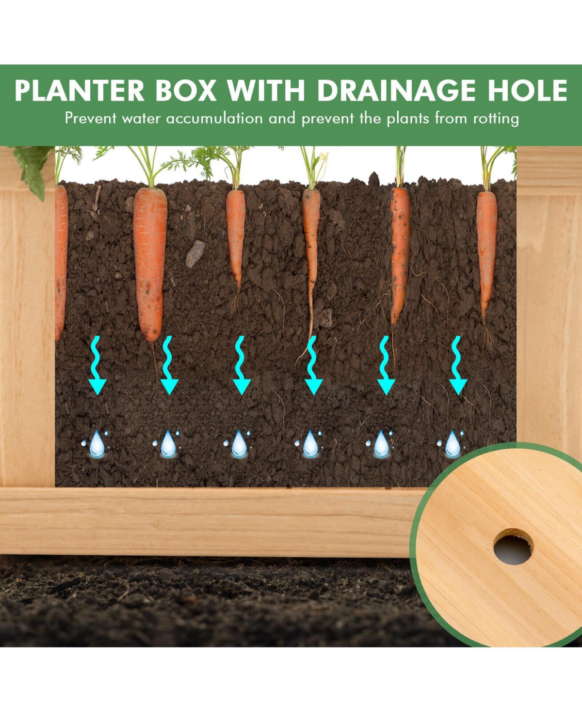 Sugift Folding Wooden Raised Garden Bed with Removable Bottom for Herbs Fruits Flowers