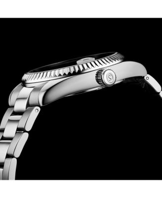 Vanguard 4069 Men s Quartz Watch – 42mm, Black Dial, Stainless Steel Bracelet, Fluted Bezel, Date, 100M Water Resistant