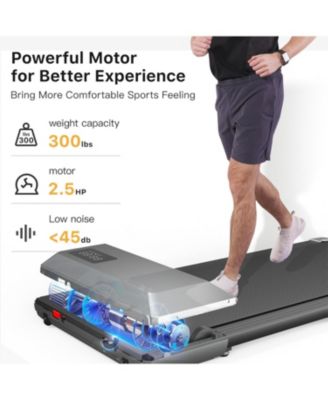 Superun 35.5*15.5inches Run Belt Small Treadmill 0.6-3.8mph,300 lbs,2.5 horsepower Motor No PitPat (gray)