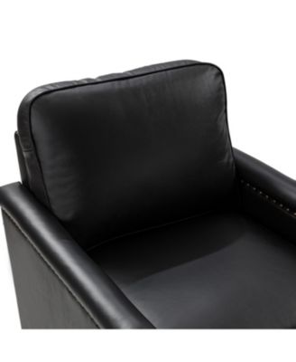 Boedy 29 Wide Genuine Leather Swivel Club Chair with Nailhead Trim