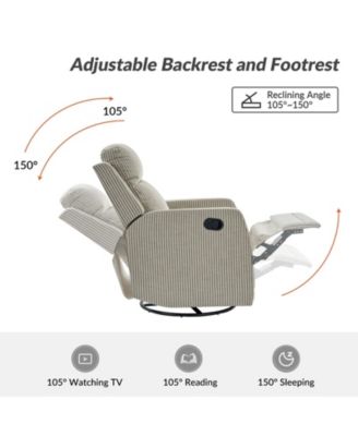 Coral Modern Ergonomic Swivel Rocker Manual Recliner