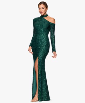 Women's Long-Sleeve Sequined Long Dress