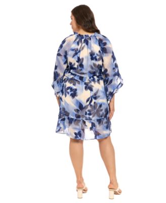 Plus-Size Printed V-Neck Dress
