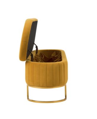 Sara Modern Storage Bench with Metal Legs and Channel Tufted