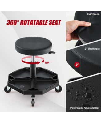 330 LBS Capacity Pneumatic Rolling Mechanic Stool with Padded Seat