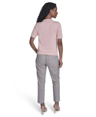 Women's Pointelle Polo Collared Sweater