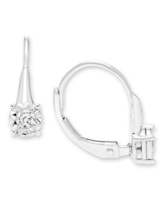 Diamond Lever Back Earrings (1/8 ct. t.w.) in Sterling Silver