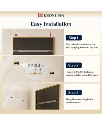 54x30 Inch Brushed Gold Bathroom Vanity Mirror Metal Framed Over Sink Wall Mirror Horizontal/Vertical
