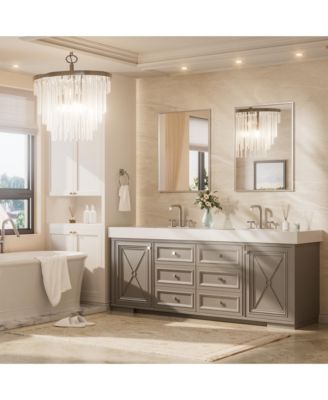 Inch Brushed Nickel Bathroom Vanity Mirror Metal Framed Over Sink Wall Mirror Horizontal/Vertical