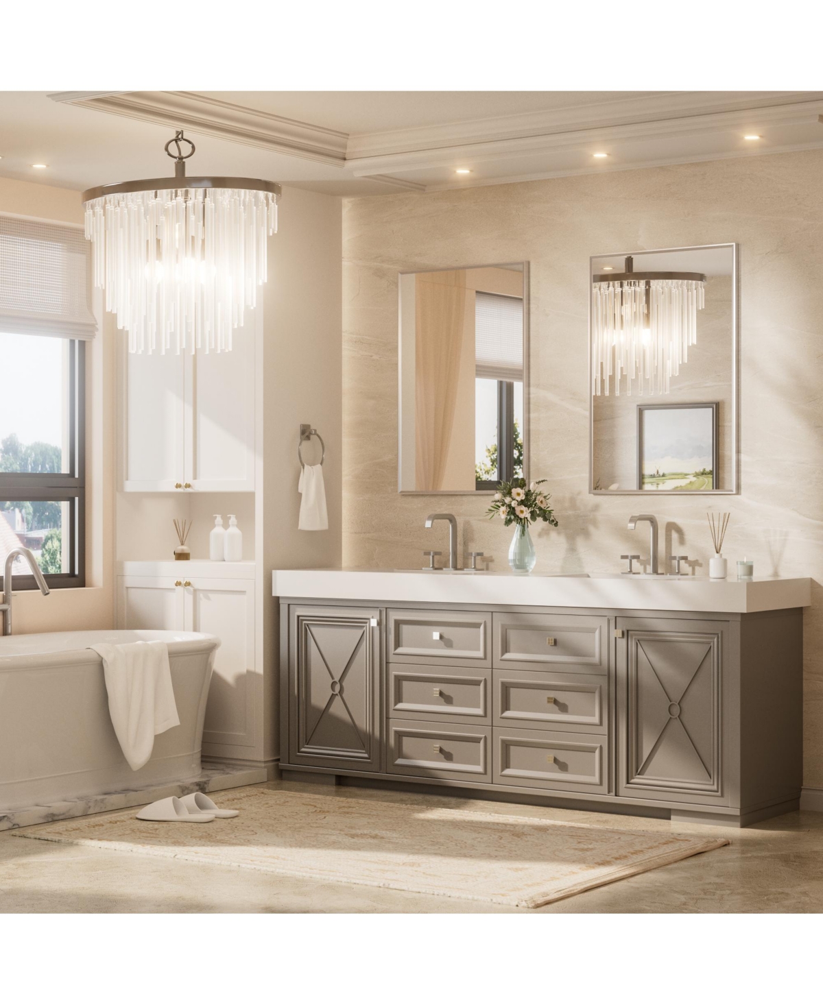 Keonjinn Inch Brushed Nickel Bathroom Vanity Mirror Metal Framed Over Sink Wall Mirror Horizontal/Vertical