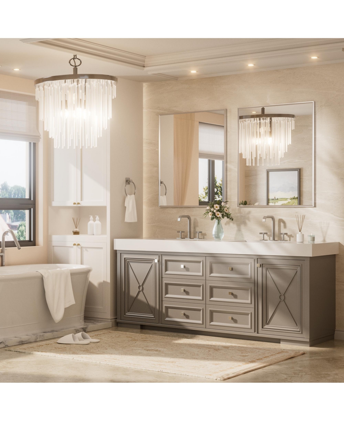 Keonjinn Inch Brushed Nickel Bathroom Vanity Mirror Metal Framed Over Sink Wall Mirror Horizontal/Vertical