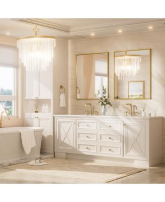 30x36 Inch Brushed Gold Bathroom Vanity Mirror Metal Framed Over Sink Wall Mirror Horizontal/Vertical