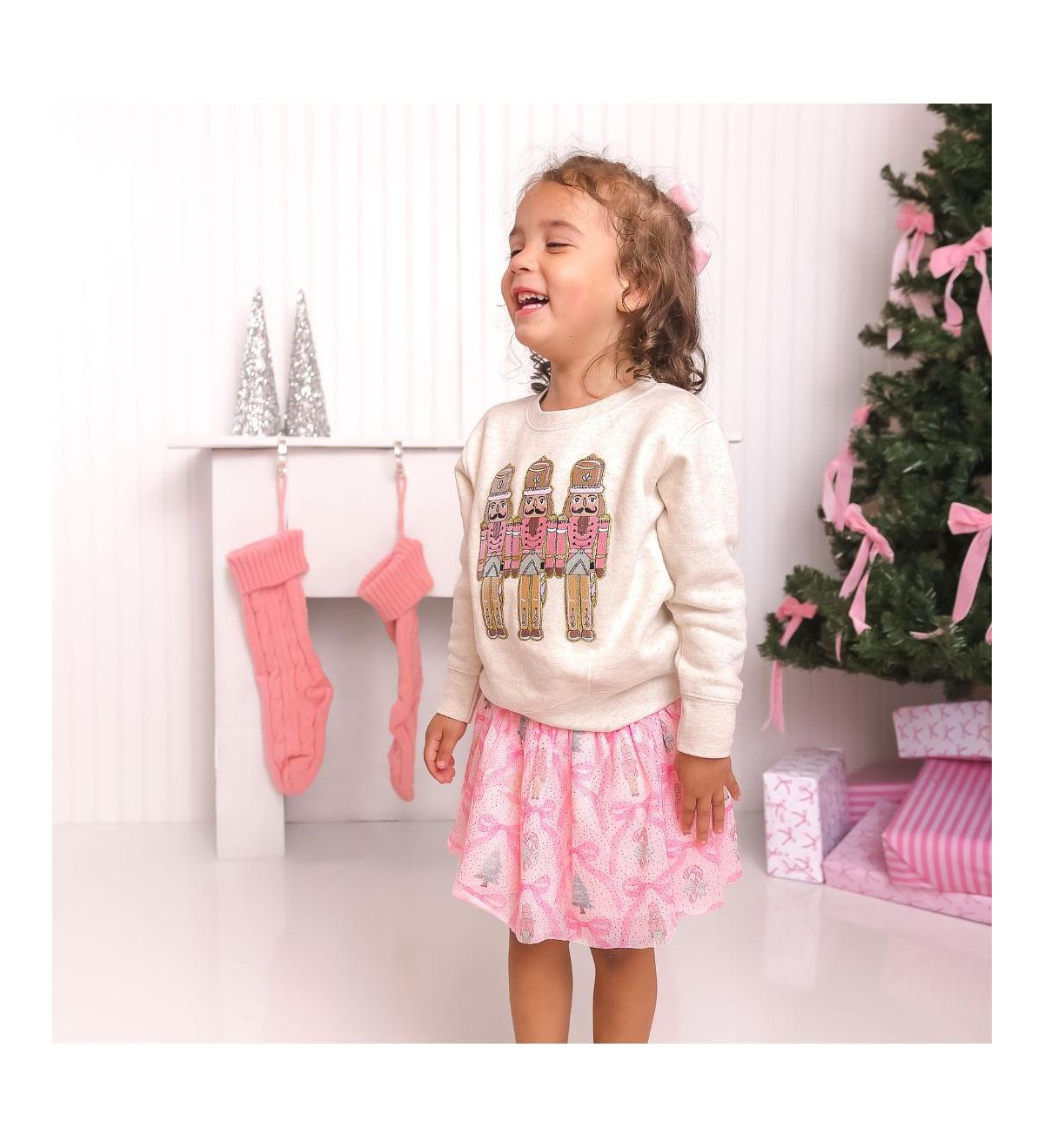 Sweet Wink Toddler Girls Pastel Nutcracker Patch Christmas Sweatshirt