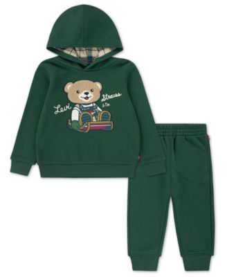 Levi's - Toddler Boys' 2T-4T Bear Applique Hoodie and Jogger, 2-Piece Set