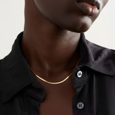 Dainty Gold Plated Minimalist Flat Snake Chain Necklace