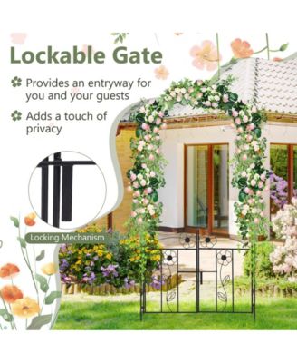 2 in 1 Garden Arbor with Door and Latch for Outdoor Lawn-Black