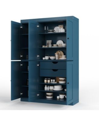 100% Solid Wood Pantry Cabinet with Raised Panel Doors, Adjustable Shelves, 48.5" Wide, 71.5" Tall