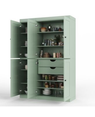100% Solid Wood Pantry Cabinet with Raised Panel Doors, Adjustable Shelves, 48.5" Wide, 71.5" Tall