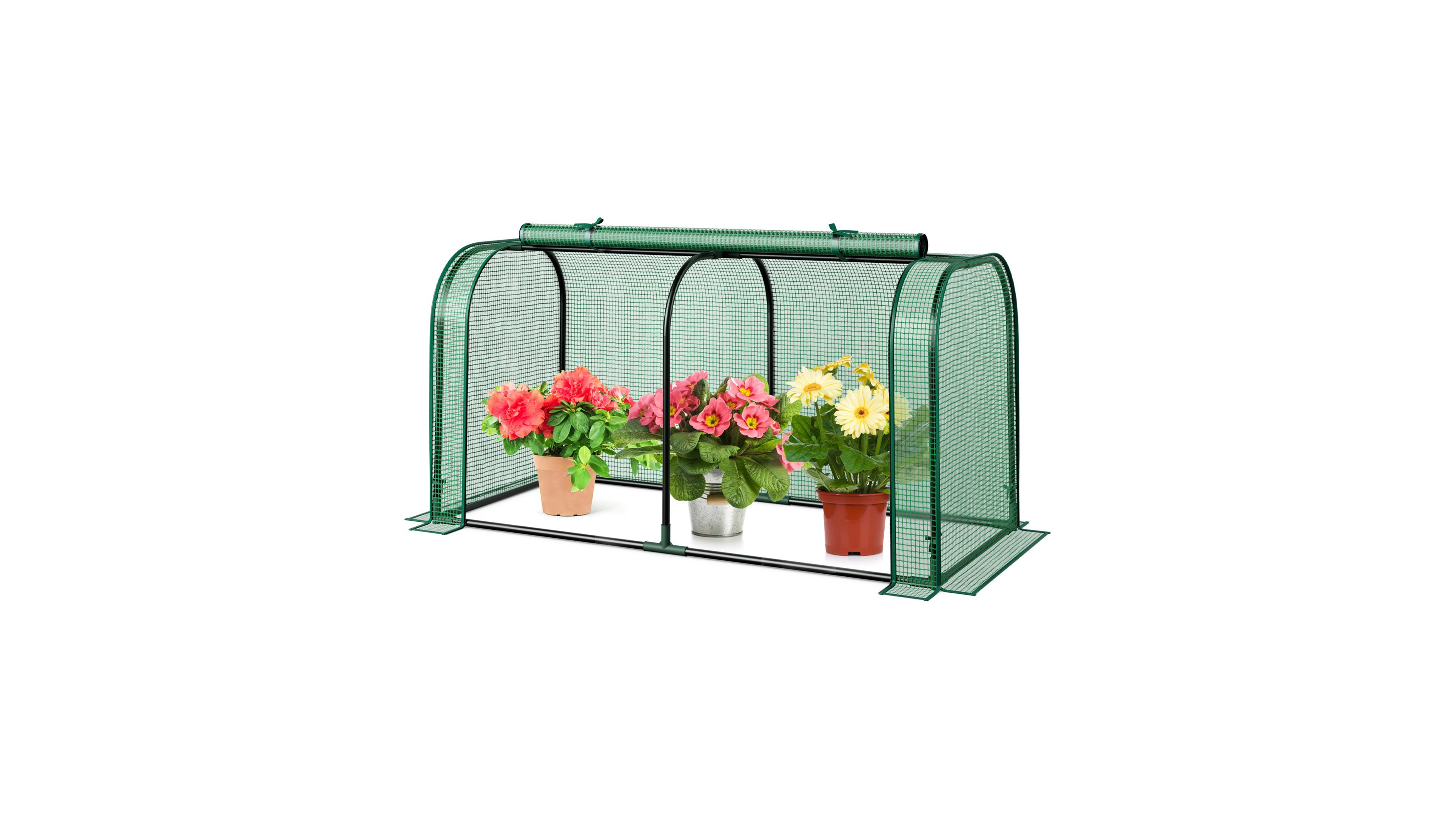 Sugift Mini Tunnel Greenhouse with Roll-up Zipper Door
