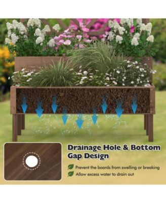 2-Tier Raised Garden Bed with Trellis-Brown