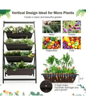 4-Tier Vertical Raised Garden Bed with 4 Containers and Drainage Holes