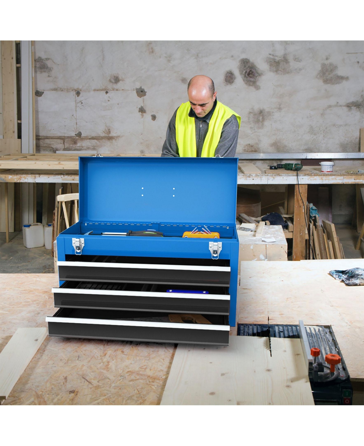 Sugift Portable Garage Mechanic Tool Cabinet Box with 3