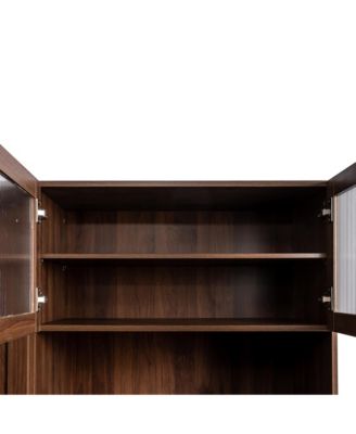 Kitchen Pantry Cabinet with 4 Doors and Pull-Out Multi-Tier Storage Shelves for Kitchen and Dining Room