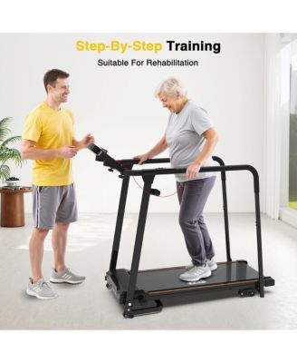 Walking Treadmill for Seniors with Long Handrails, Foldable Incline Treadmil, 265lbs Compact Treadmill for Home Exercise