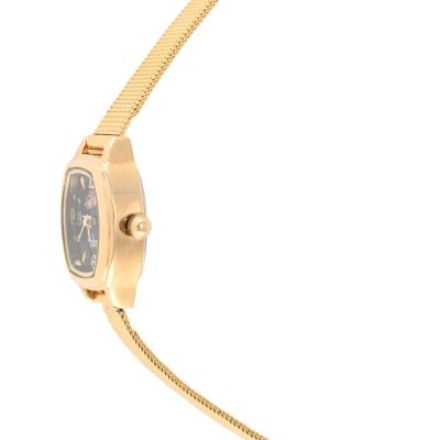 Women's Black Dial Sun Moon Watch 30x20mm Mesh Bracelet