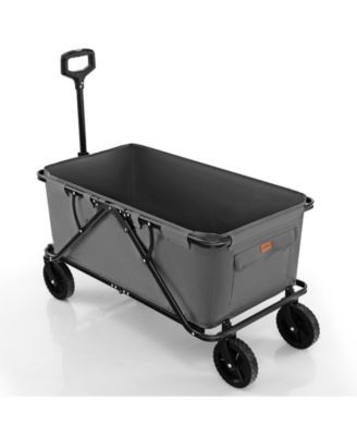 Collapsible Folding Wagon Cart with Adjustable Handlebar-Gray