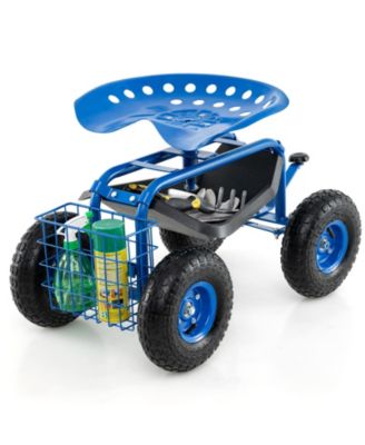 4-Wheel Rolling Garden Cart Work Seat