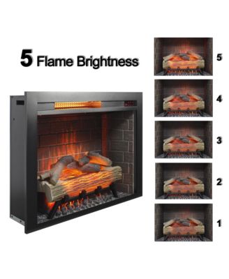 28 inch Infrared Electric Fireplace Insert, Touch Panel Home Decor Heater, Smokeless Firebox With fixed Trim Kit.With Crackling Sound