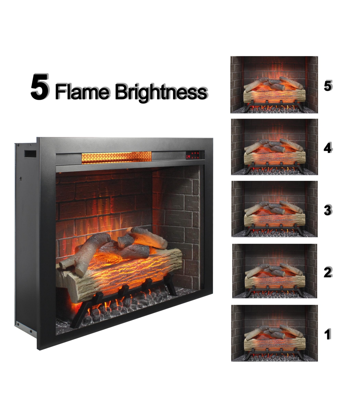 Flynama 28 inch Infrared Electric Fireplace Insert, Touch Panel Home Decor Heater, Smokeless Firebox With fixed Trim Kit.With Crackling Sound