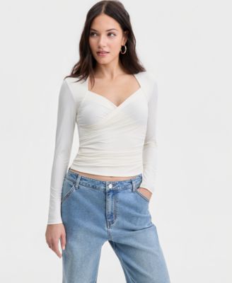 Women's Long-Sleeve Sweetheart-Neck Knit Top, Macy's Exclusive