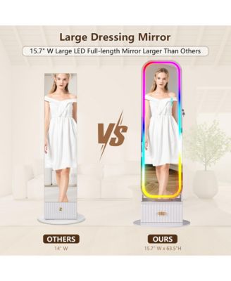 360&deg; Swivel Jewelry Cabinet with RGB Lights and Full-Length Mirror