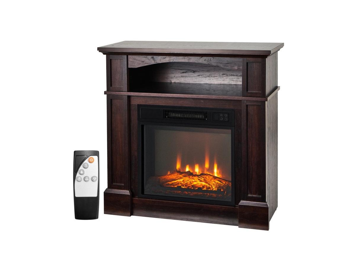 Sugift 18 Inch 1400W Electric Tv Stand Fireplace with Shelf