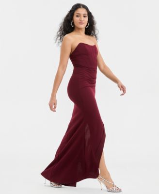 Juniors' Strapless Sweetheart-Neck Corset Gown