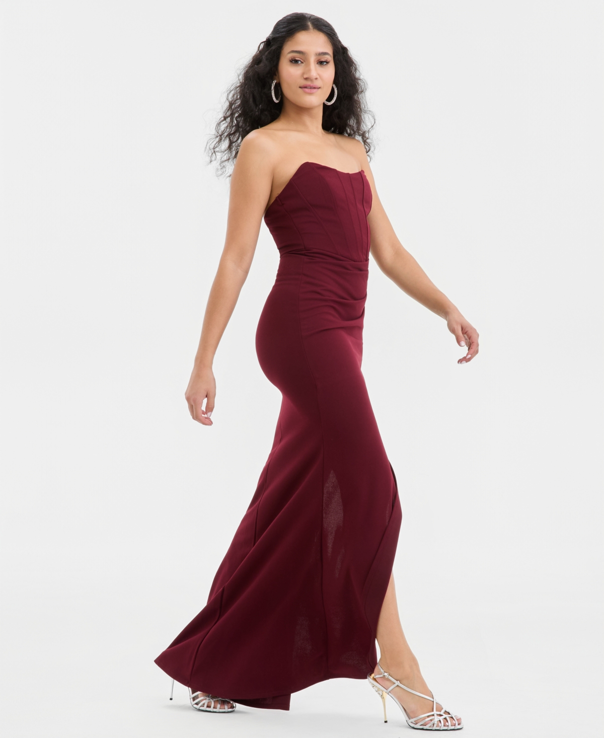 Emerald Sundae Juniors' Strapless Sweetheart-Neck Corset Gown