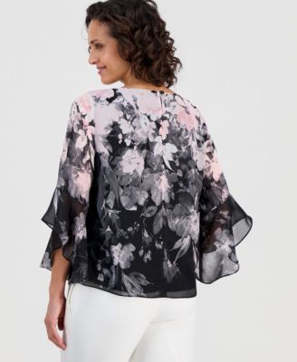 Women's Printed Chiffon 3/4-Sleeve Blouse