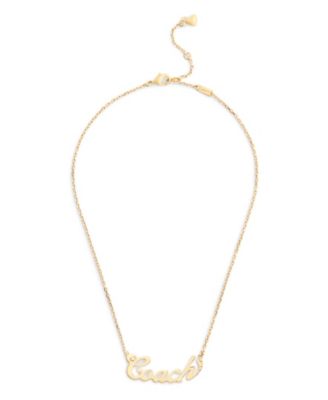 Faux Stone Signature Coach Name Plate Pendant Necklace