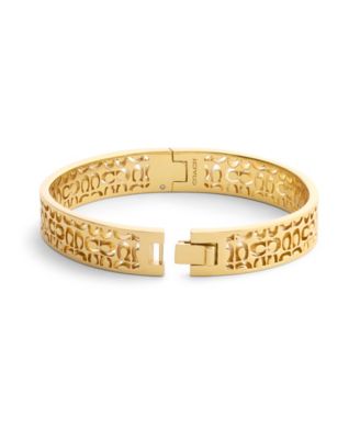 Gold Signature Quilted Cut Out Bangle Bracelet