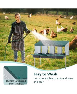 13 in. 4-Hole Chicken Nest With Legs And Cover to Protect Eggs in Green
