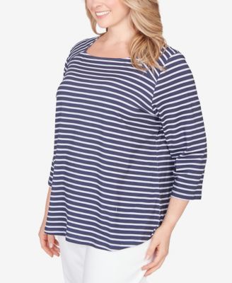 Plus Size Classic Marine Stripe Knit Top