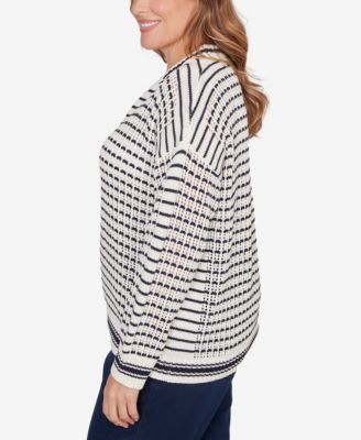 Plus Size Mesh Stitch Zip Sweater Jacket