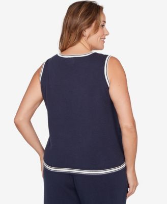 Plus Size Tipped Trim Sweater Tank Top