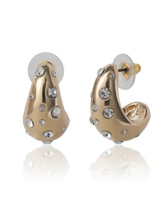 Gold-Tone Pave Polka Dot Sculptural Hoop Earrings