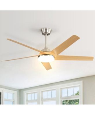 52-inch Modern Sand Nickel 5-Blade Tri-Color Dimming Ceiling Fan with Remote Control and Timing Function for Indoor